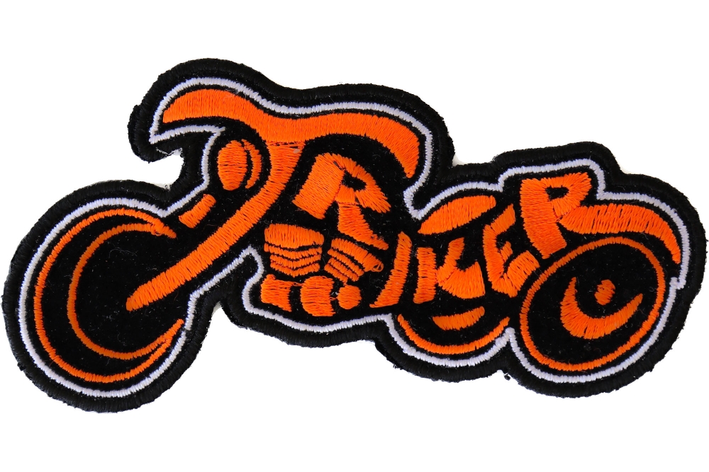 Triker Iron on Biker Patch In Orange and Black