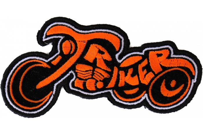 Triker Iron on Biker Patch In Orange and Black