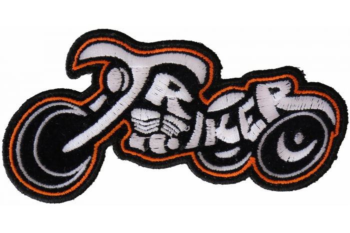 Triker Small Biker Patch In White and Orange