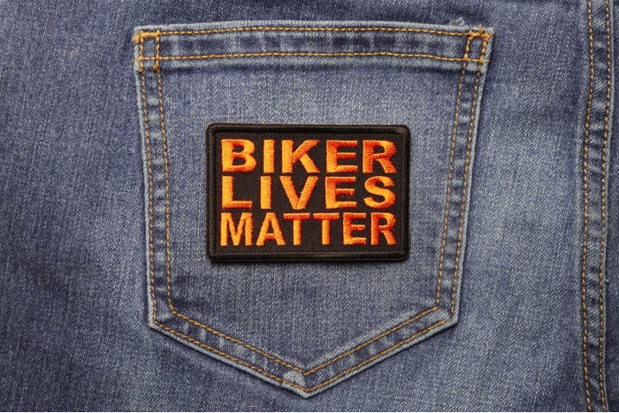 Biker Lives Matter Patch shown on jeans