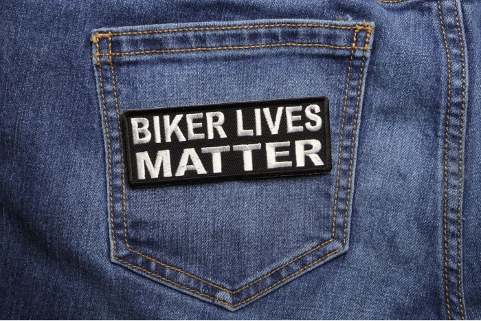 Biker Lives Matter Patch shown on jeans