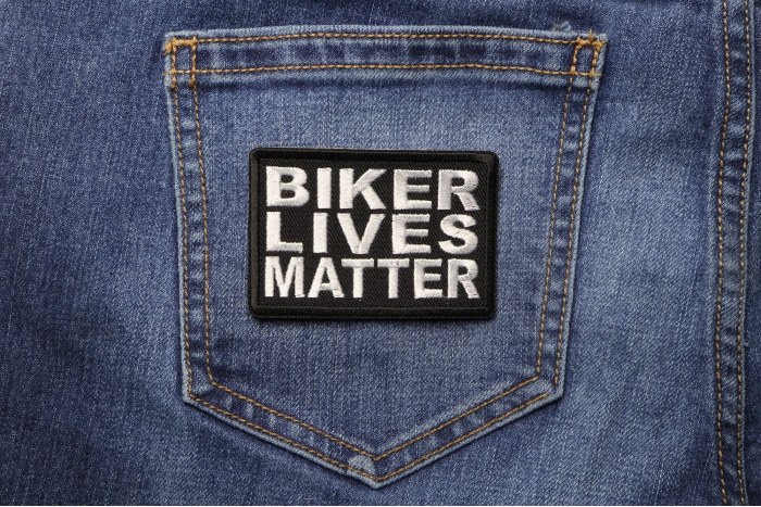 Biker Lives Matter Patch shown on jeans