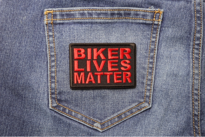 Biker Lives Matter Patch shown on jeans