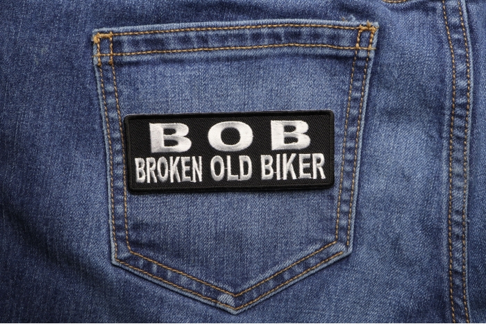BOB Broken Old Biker Patch shown on jeans
