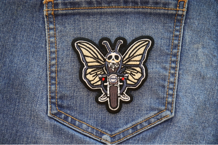 Butterfly Biker Patch shown on jeans