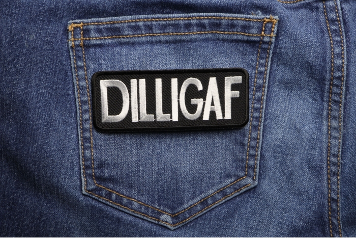 DILLIGAF Patch shown on jeans