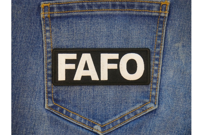 FAFO Patch shown on jeans