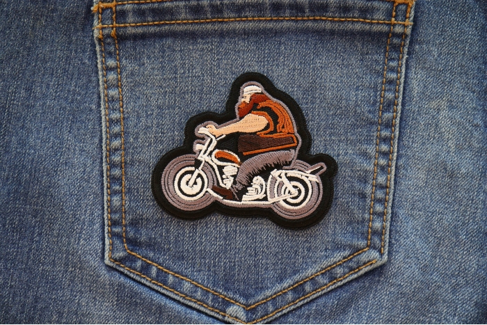 Fat Biker on Motorcycle Patch shown on jeans