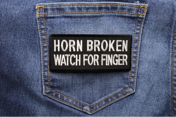 Horn Broken Watch For Finger Patch shown on jeans