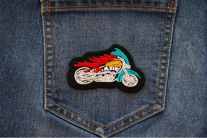 Indian Biker Patch shown on jeans