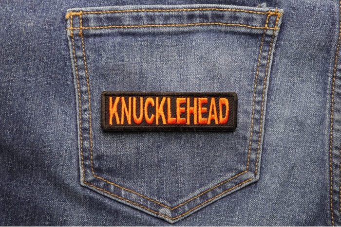 Knucklehead Patch shown on jeans