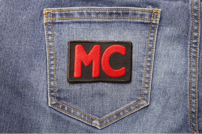 Red MC Patch shown on jeans