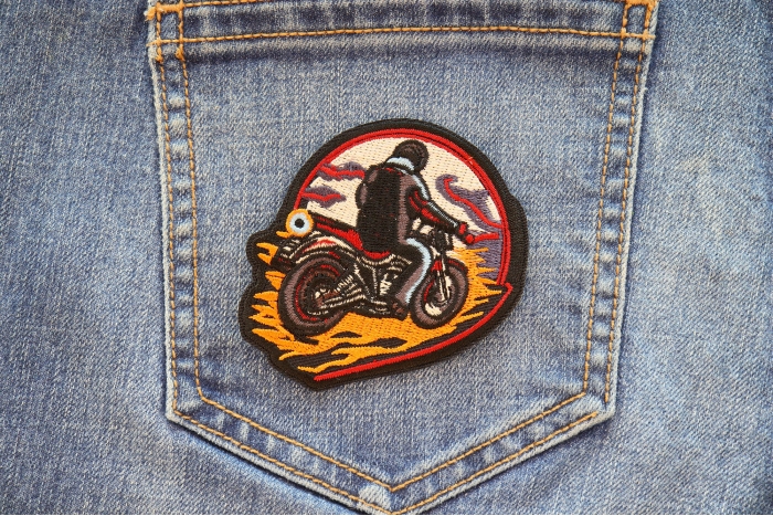 Motorcycle Biker Patch shown on jeans