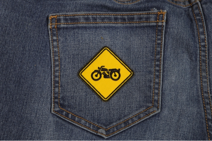 Motorcycle Symbol Patch shown on jeans