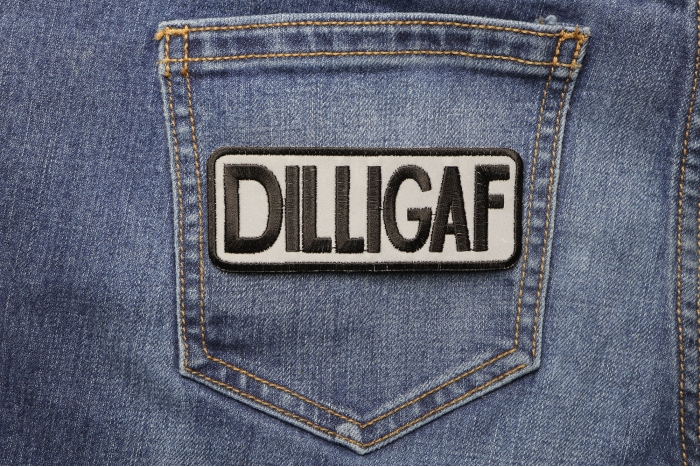 Reflective Dilligaf Patch shown on jeans