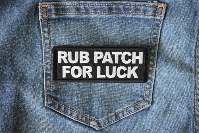 Rub Patch For Luck Patch shown on jeans