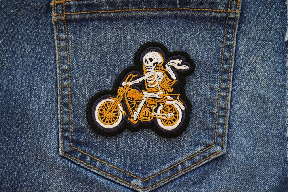 Skeleton Rider on Bike FAFO Patch, Biker Skull Patches by Ivamis Patches