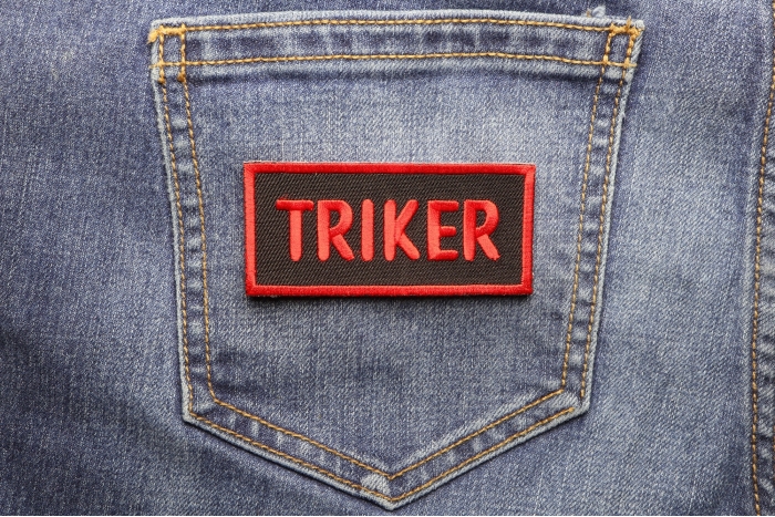 Triker Patch shown on jeans