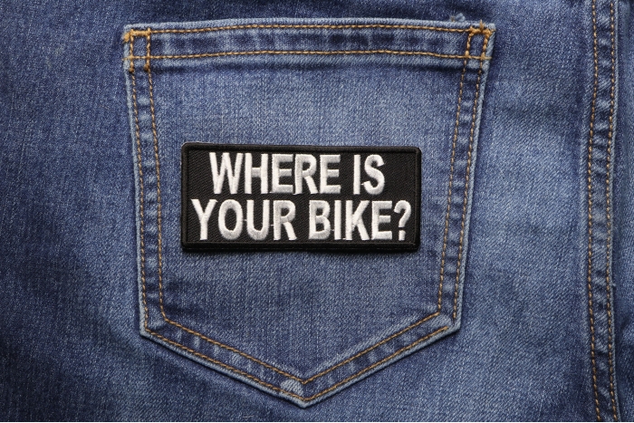 Where Is Your Bike Patch shown on jeans