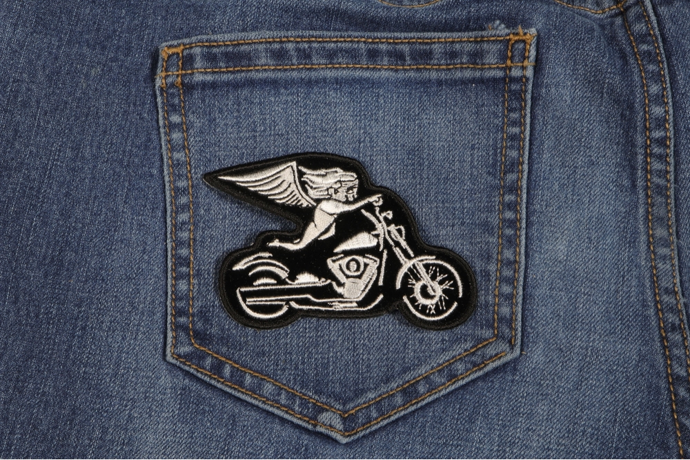 White Motorcycle Wikineon Iron on Patches Embroidered Sew on Patches for  Jackets Patches for Clothes