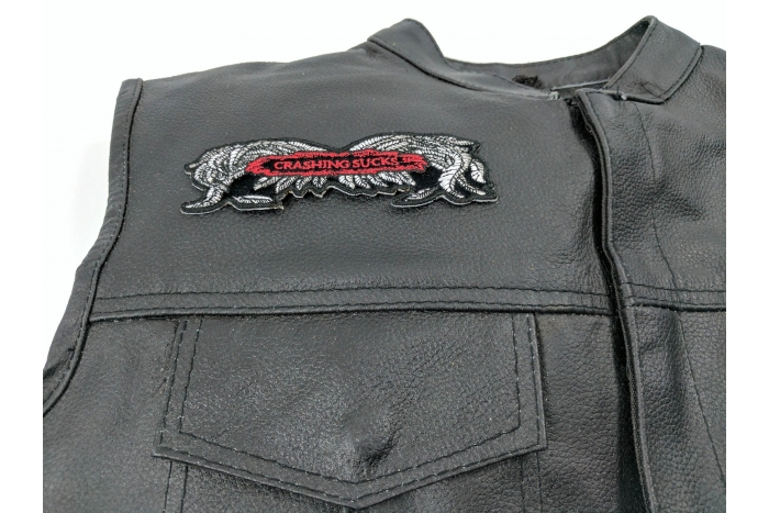 shown on leather vest
