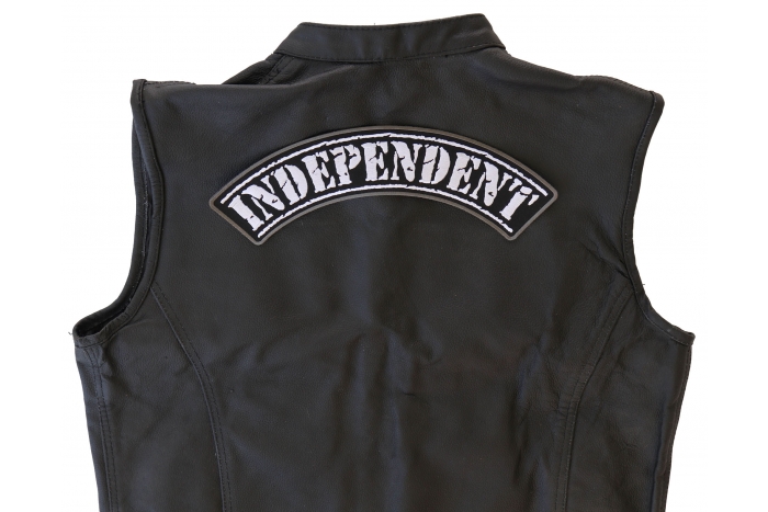Independent Patch, Large Back Patches shown on leather vest