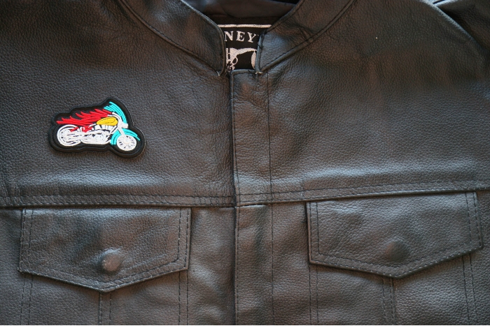 Motorcycle Jacket/Vest Embroidered Biker Patch - Indian Biker Patch shown on leather vest