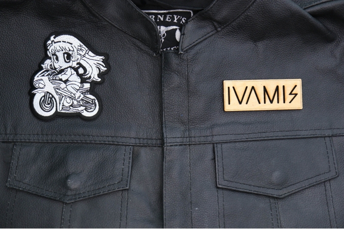 Motorcycle Jacket/Vest Embroidered Biker Patch - Little Girl Biker Patch shown on leather vest
