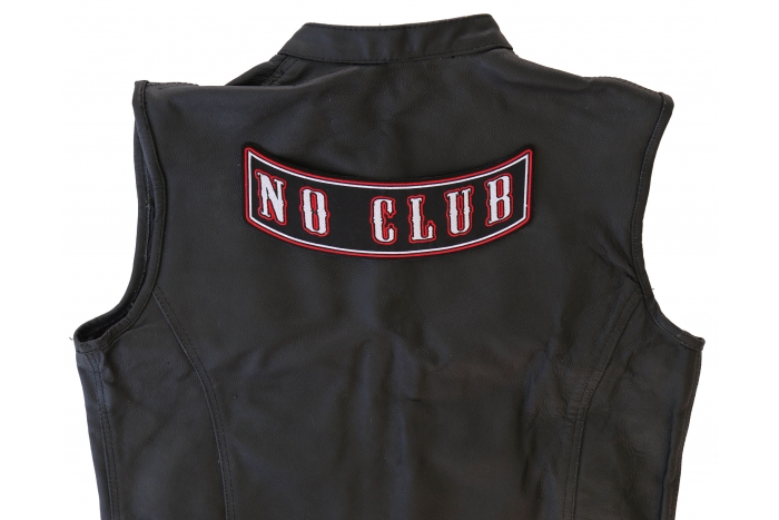 No Club Patch, Large Back Patches shown on leather vest