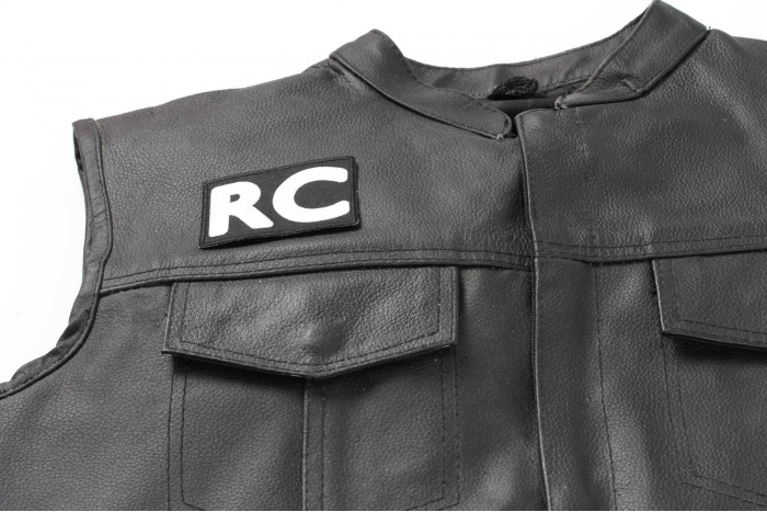 RC Patch, Biker Saying Patches shown on leather vest