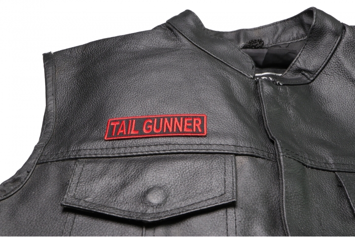 Tail Gunner Patch, Biker Saying Patches shown on leather vest