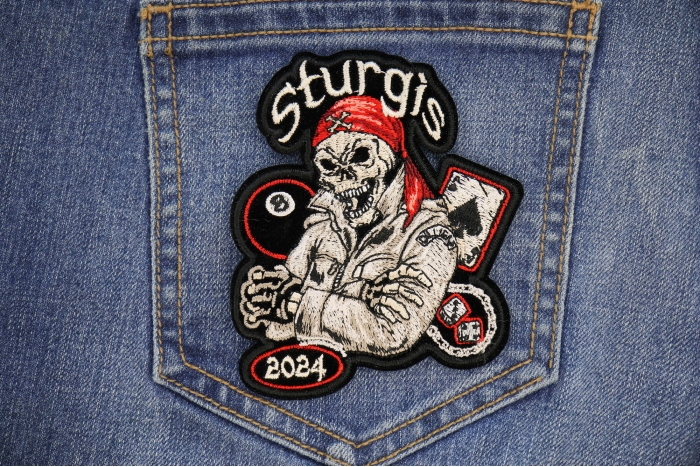 Sturgis 2024 Biker Event Patch shown on jeans