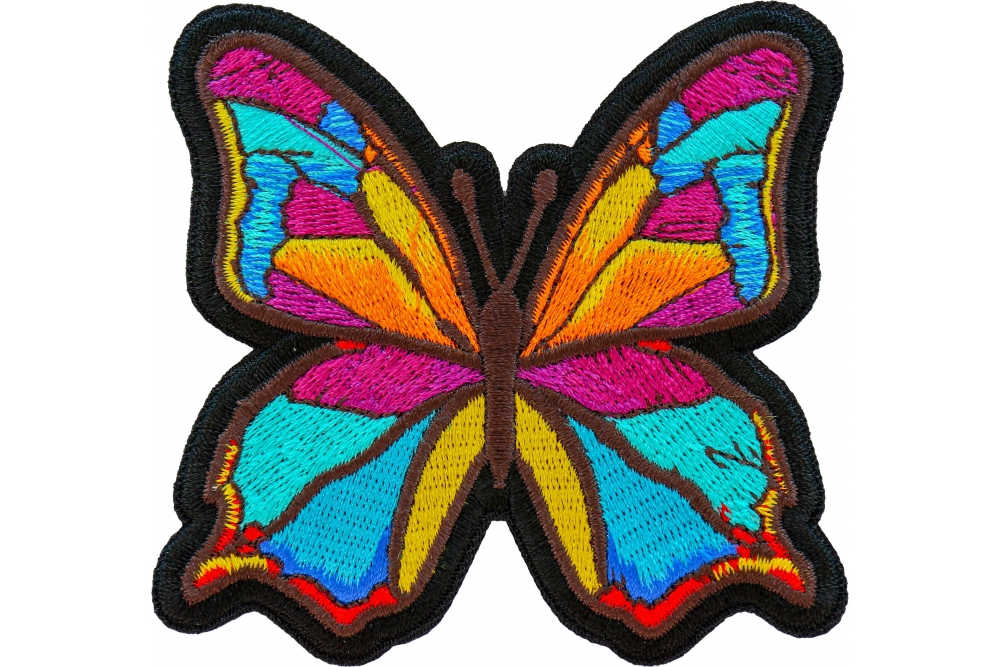 Patch, Embroidered Patch (Iron-On or Sew-On), Orange Monarch Butterfly, 3  x 2