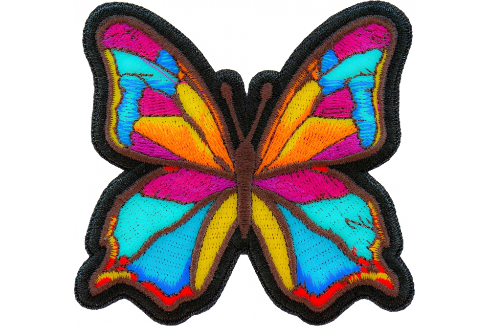 Patch, Embroidered Patch (Iron-On or Sew-On), Orange Monarch Butterfly, 3  x 2