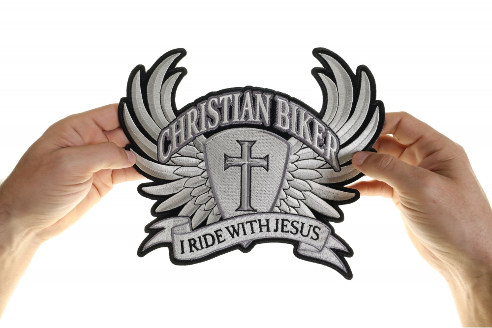 Christian Biker, I Ride With Jesus, Large Back Patch | Christian ...
