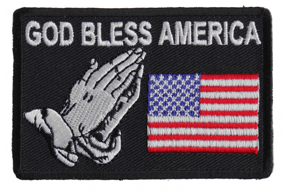 GOD BLESS AMERICA PRAYING HAND USA FLAG IN GOD MILSPEC HOOK LOOP PATCH 