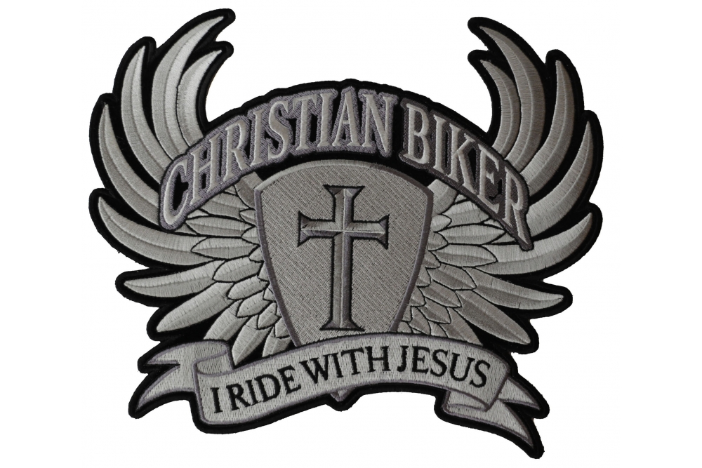 3392 sew iron back NEW BIKER EMBROIDERED 6 INCH JESUS WINGS PATCH 