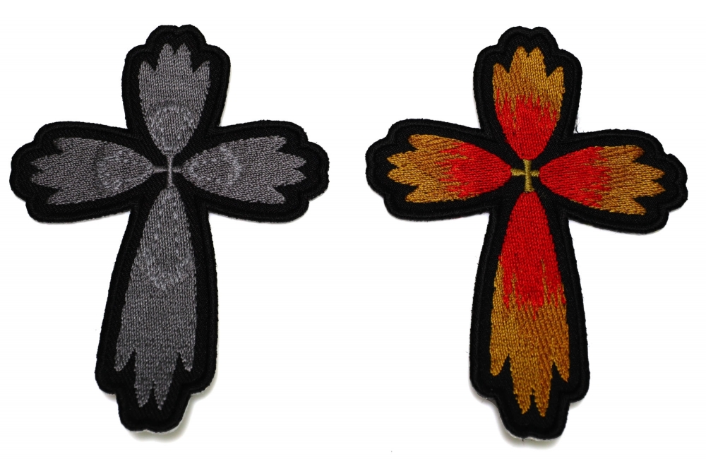 Set of 2 Small Christian Cross Patches in Gray and Color TheCheapPlace