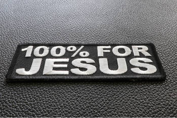 100 Percent For Jesus Christian Patch diagonal view