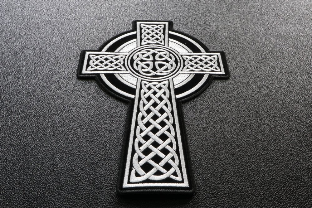 Blue & Black Decorative Cross Patch, Religious Cross Patches