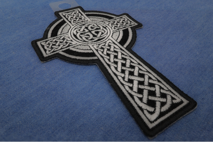 Celtic Cross Small Christian Patch diagonal view