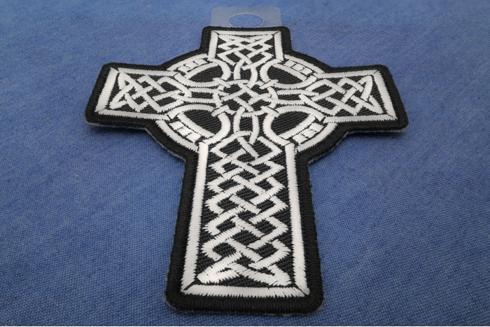 Celtic Design Cross Christian Patch diagonal view