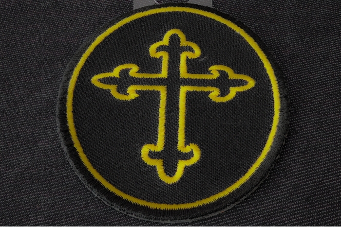 Christian Cross Oval Patch diagonal view