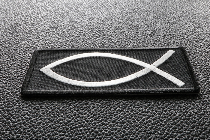 Christian Symbol Fish Sign Patch diagonal view