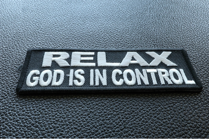 Relax God Is In Control Patch diagonal view