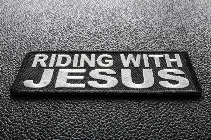 Riding With Jesus Christian Patch diagonal view