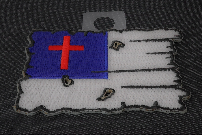Tattered Christian Flag Patch diagonal view