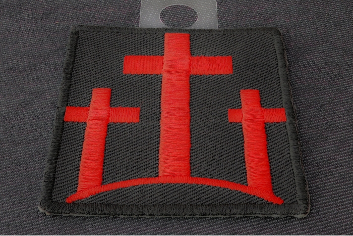 Three Crosses In Red Christian Patch diagonal view