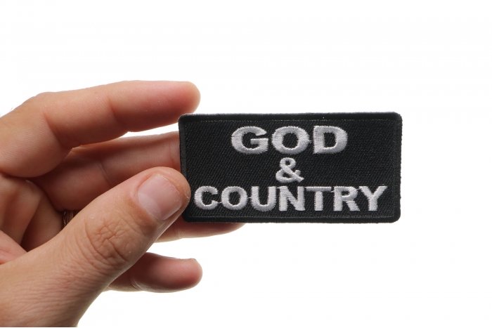God and Country Patch shown on hand for size comparison