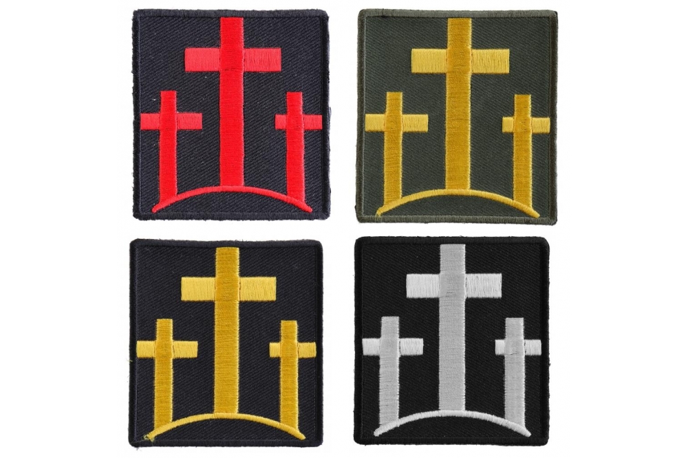 3 Crosses Christian Patch Set Of 4 Different Colors